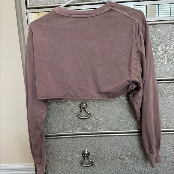 Aritzia TNA Mauve Long Sleeve Crop Shirt - Picture 4 of 4